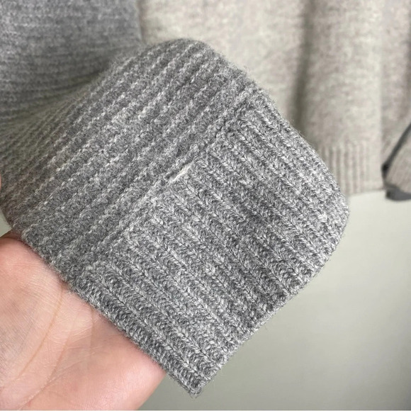 J. Crew Gray Colorblock Wool Side Zip Crewneck Sweater Size Small - Picture 6 of 10